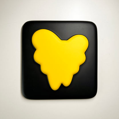 Heart Yellow on Black by Andrew Sutherland - - Sculpture P